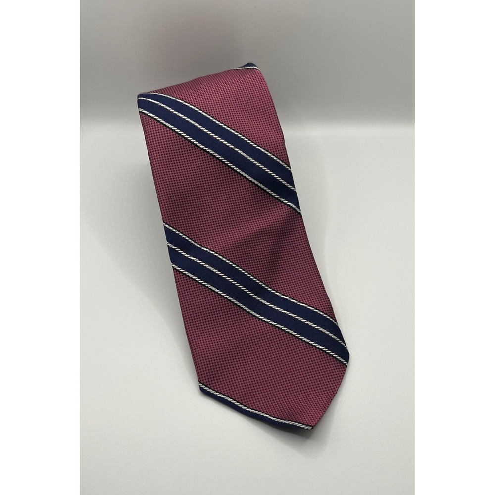 New Brooks Brothers Silk Tie Burgundy Navy Blue White Repp Stripe Made in USA